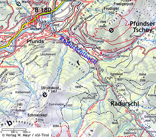 Radurschl Übersichtskarte Karte © Verlag W.Mayr/ASI-Tirol