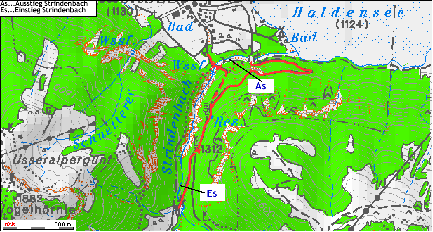 Strindenbach topografische Karte ÖK50 (c) Tiris/ASI